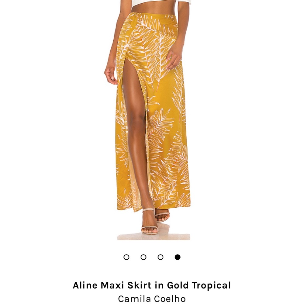 Camila Coelha Aline Tropical slit silk skirt